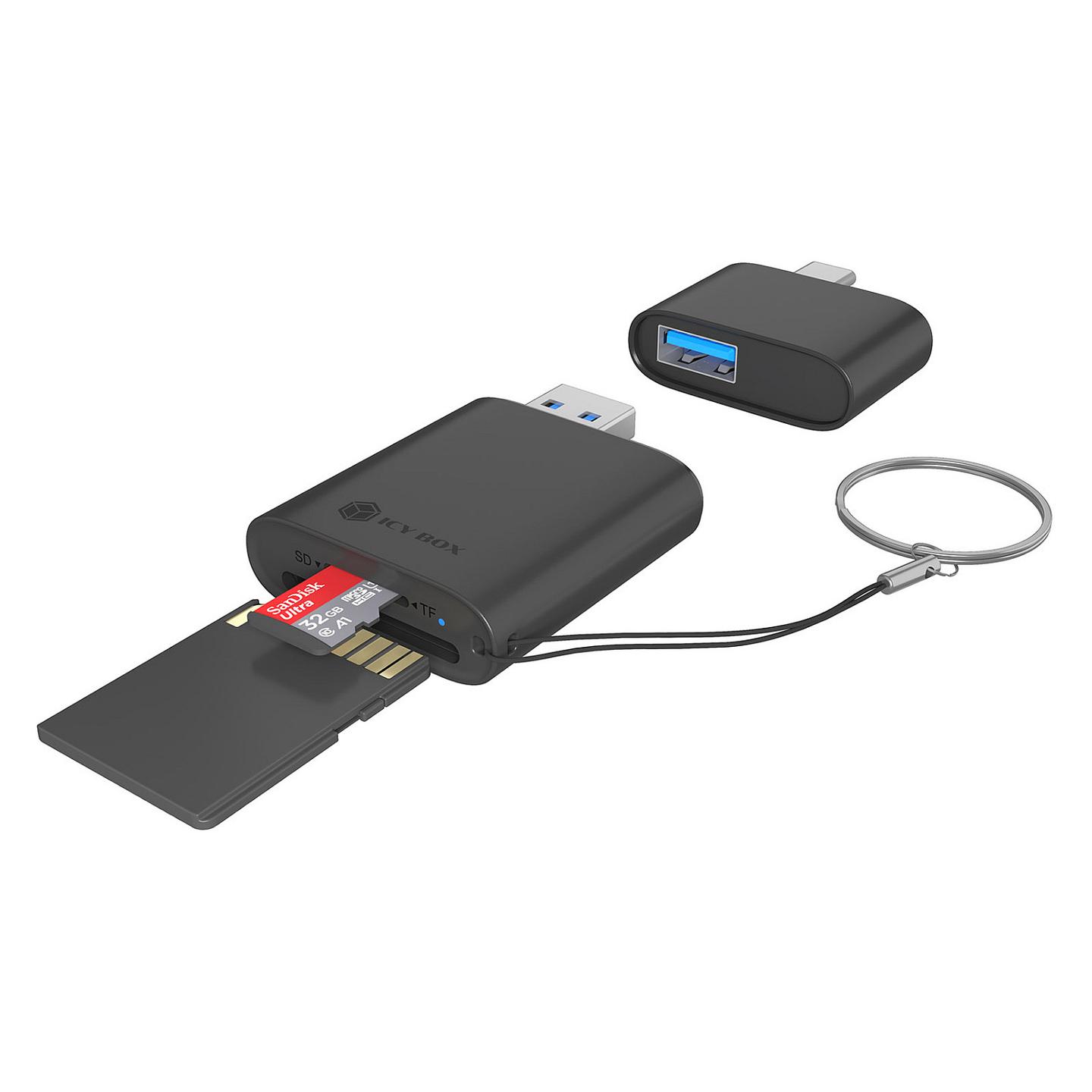 Lexues Kartelash ICY BOX IB-CR204-CU3 / SD / SDHC / SDXC / microSD / microSDHC / microSDXC / USB 3.2 Gen 1 / USB-A / USB-C / 5 Gbit/s - Zezë