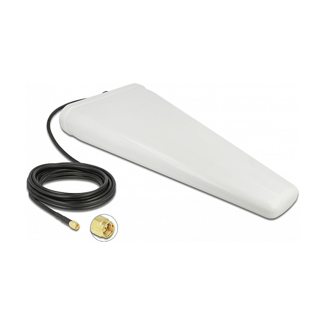 Antena për rrjet DELOCK LTE / SMA Male / Direktionale / RG‑58 5 m / Outdoor – Bardhë