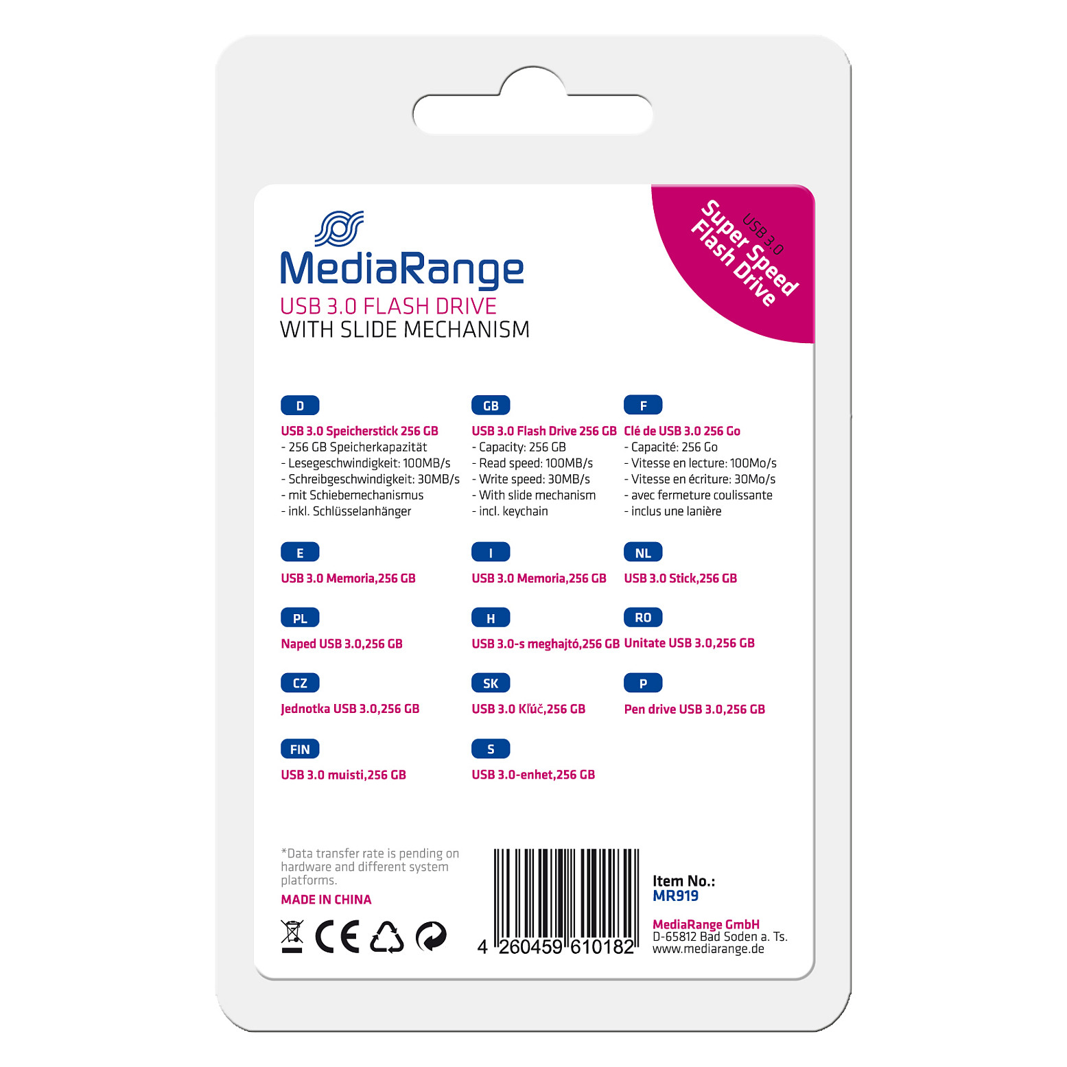USB STICK 256GB MEDIARANGE, USB 3.0 - 6