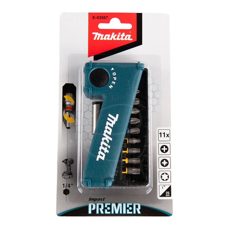Set Maja për Kaçavidë Makita E-03567, 11 Copë, PH/PZ/Torx, 25mm, 1/4" - Blu/Zezë - 3