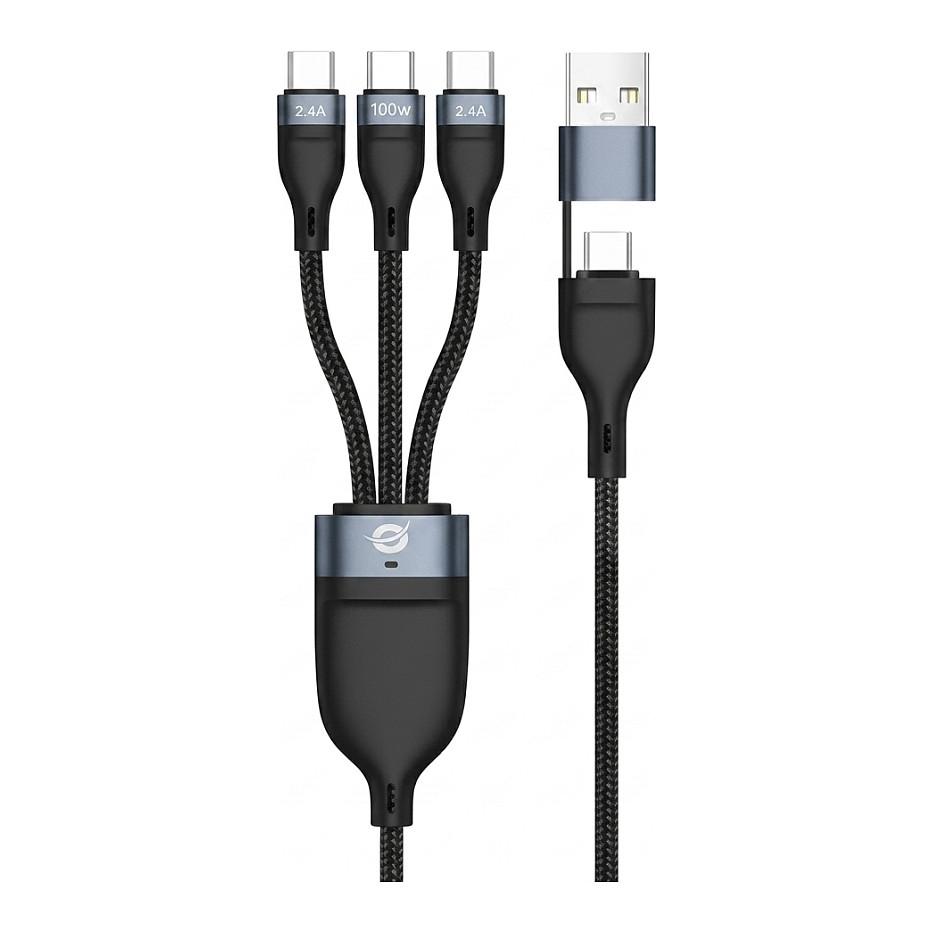 Kabllo USB Conceptronic ETTA06B15C / USB-A ose USB-C në 3x USB-C / USB 2.0 / 480 Mbit/s / 100W / E-Mark / 1.5m - Zezë