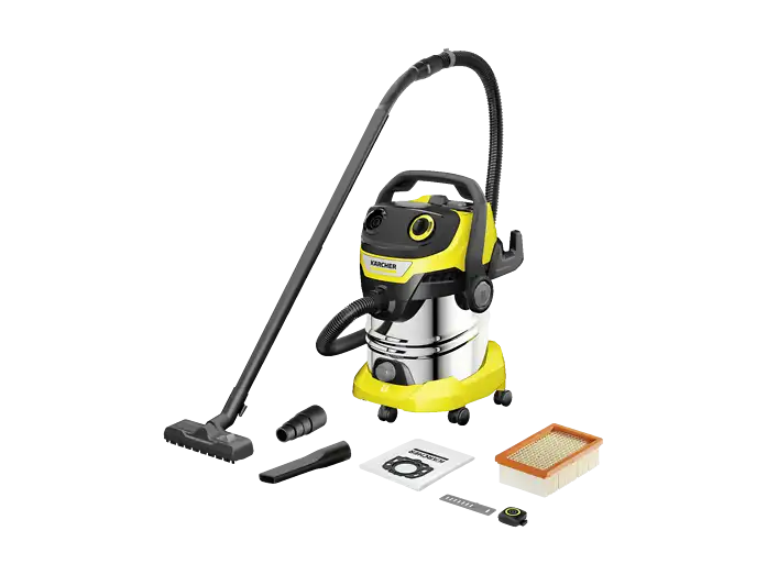 Fshesë me Vakum Kärcher WD 5 Control S 25/5/22 / Wet & Dry / 1200W / 25L / 280W / 260mbar / 70L/s / 2-in-1 Remote Control / Blower – Verdhë/Argjend/Zezë