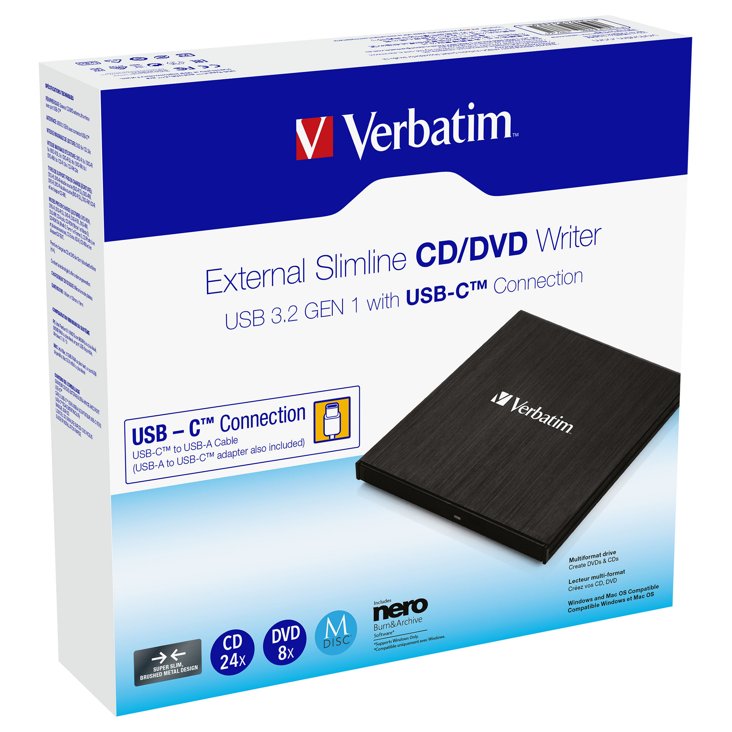 DVD të Jashtme Verbatim Slimline / USB-C / External Optical Drive - 7
