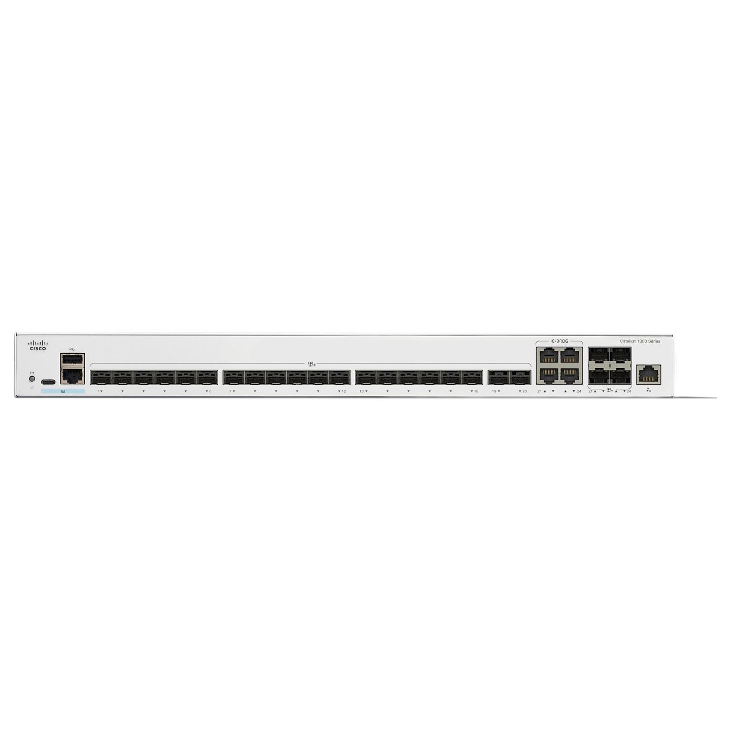 Switch Cisco Catalyst C1300-24XS, 20x 10GbE SFP+, 4x Porta Combo 10GbE SFP+ dhe RJ45, Layer 3 Managed, Switching Capacity 480Gbps, Rackmount 1U - Hiri - 2