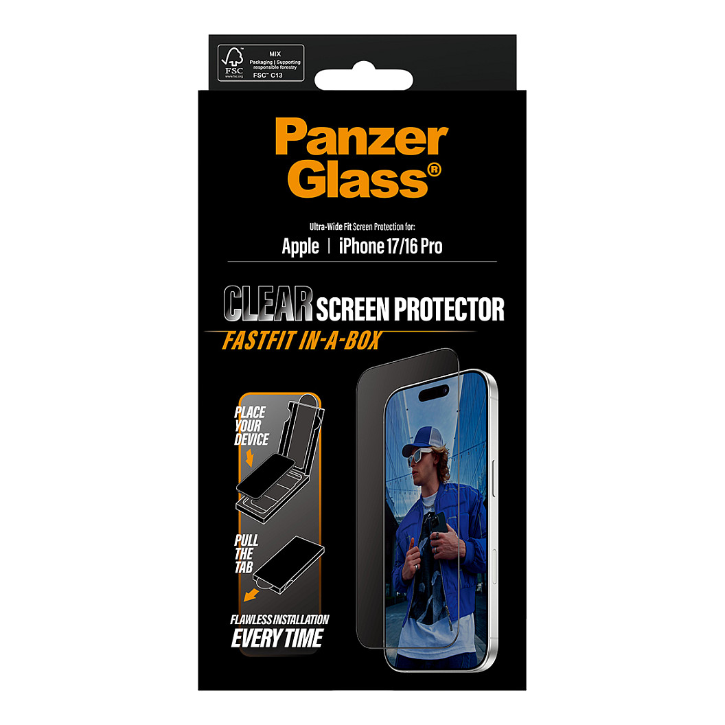 Aksesorë për telefon PanzerGlass Screen Protector / Ultra-Wide Fit with FastFit / for iPhone 17 - Kornizë e zezë / Transparente - 3