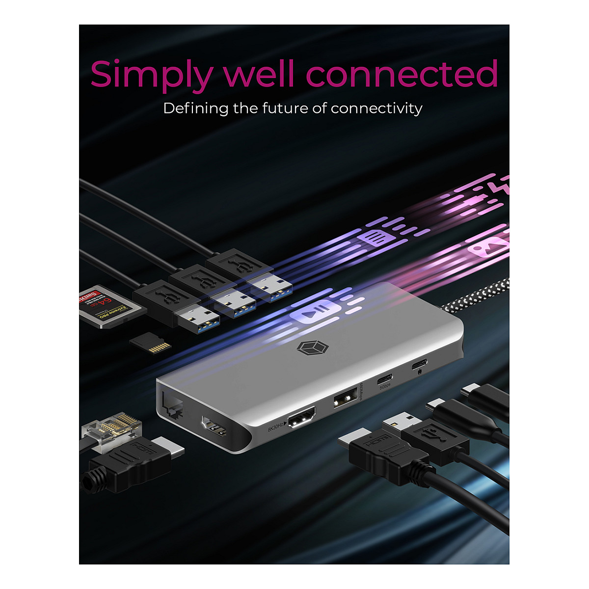 Docking Station ICY BOX IB-DK4061-CPD USB-C 12-në-1 PD 100W - Zezë - 3