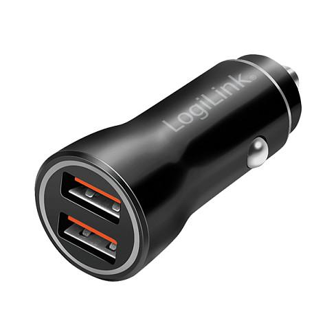 Adapter telefoni për veturë LogiLink PA0285 / 2x USB-A / 10.5W / LED – Zezë