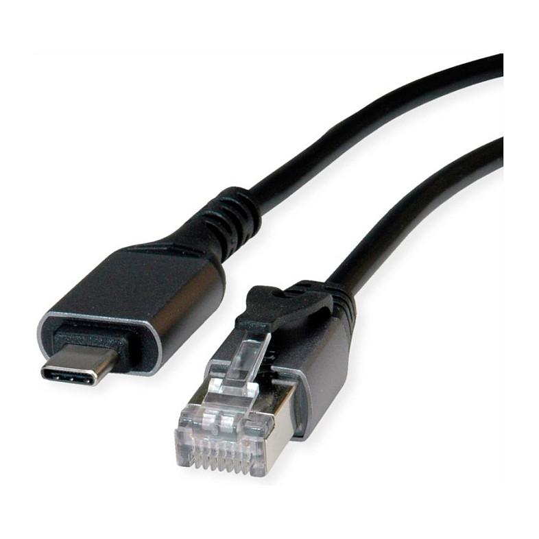 Kabllo për Rrjet (UTP) VALUE 12.99.1165-10, USB 3.2 Gen 2 në RJ45 Gigabit Ethernet, USB-C Mashkull, 1m - Zezë