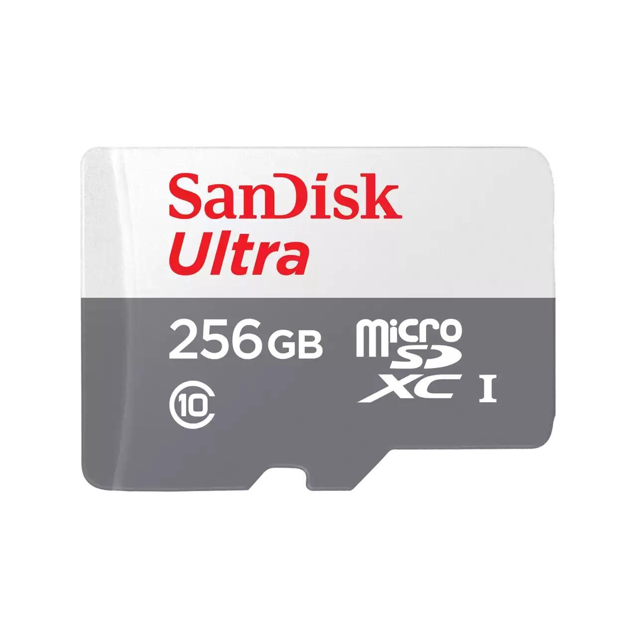 Kartë Memorie SD SanDisk Ultra / 256GB / microSDXC / UHS-I / Class 10 / 100MB/s – Gri/Bardhë