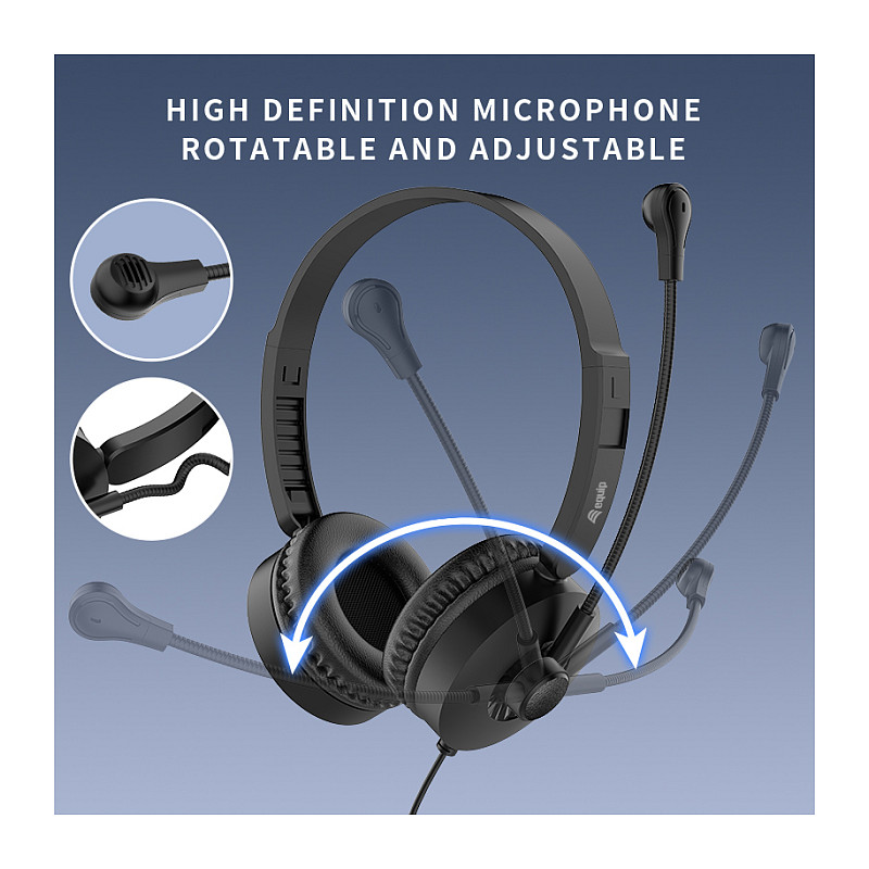 Kufje me kabllo Equip Stereo Wired Headset with Microphone / USB-A 2.00m - Zezë - 6