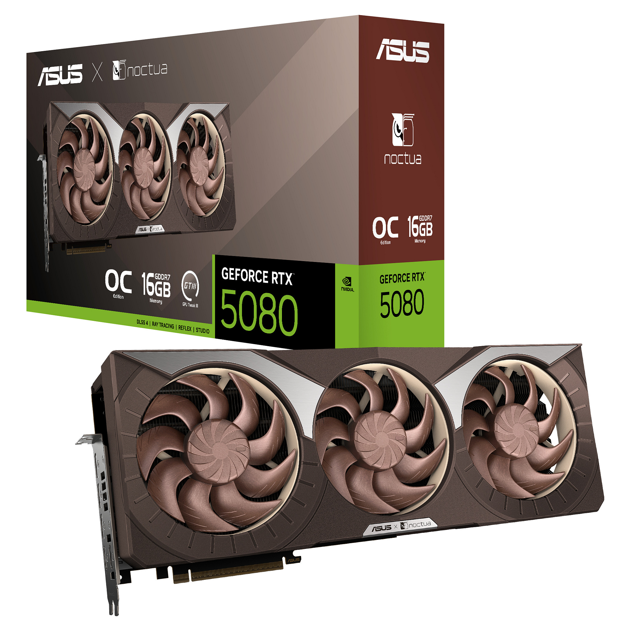 Kartelë Grafike NVIDIA GeForce RTX 5080 / 16GB GDDR7 / 256-bit / ASUS Noctua Edition / 3 Fan - 22