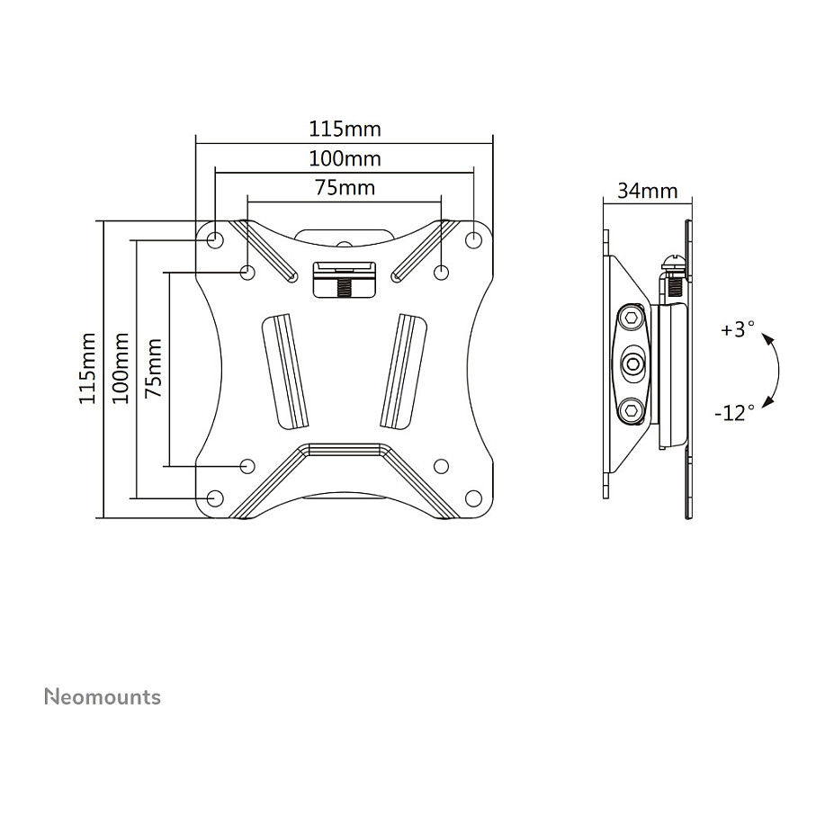 Mbajtëse për TV Select Wall mount for screens up to 30' 25 KG NM-W60 BLACK Neomounts - 11