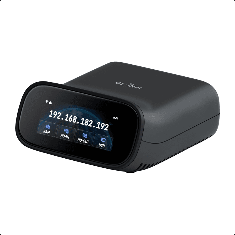 KVM Switch GL.iNet Comet Pro GL-RM10, Wi-Fi 6, HDMI 4K 30Hz, Gigabit Ethernet, ekran me prekje 2.22" - Zezë