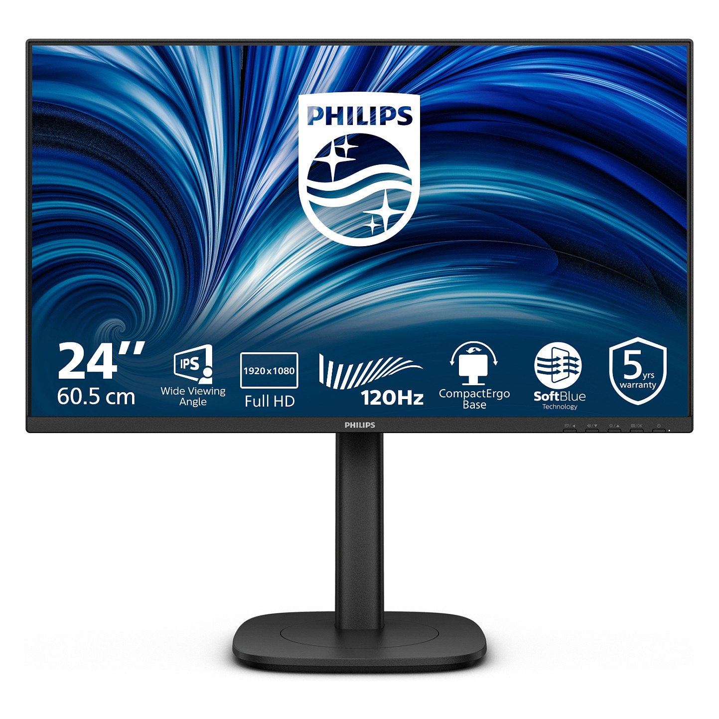 Monitor Philips 3000 Series 24B2N3200J/00 / 23.8” / Full HD IPS LED / 120Hz / 4ms / HDMI+DP+VGA+USB - Zezë