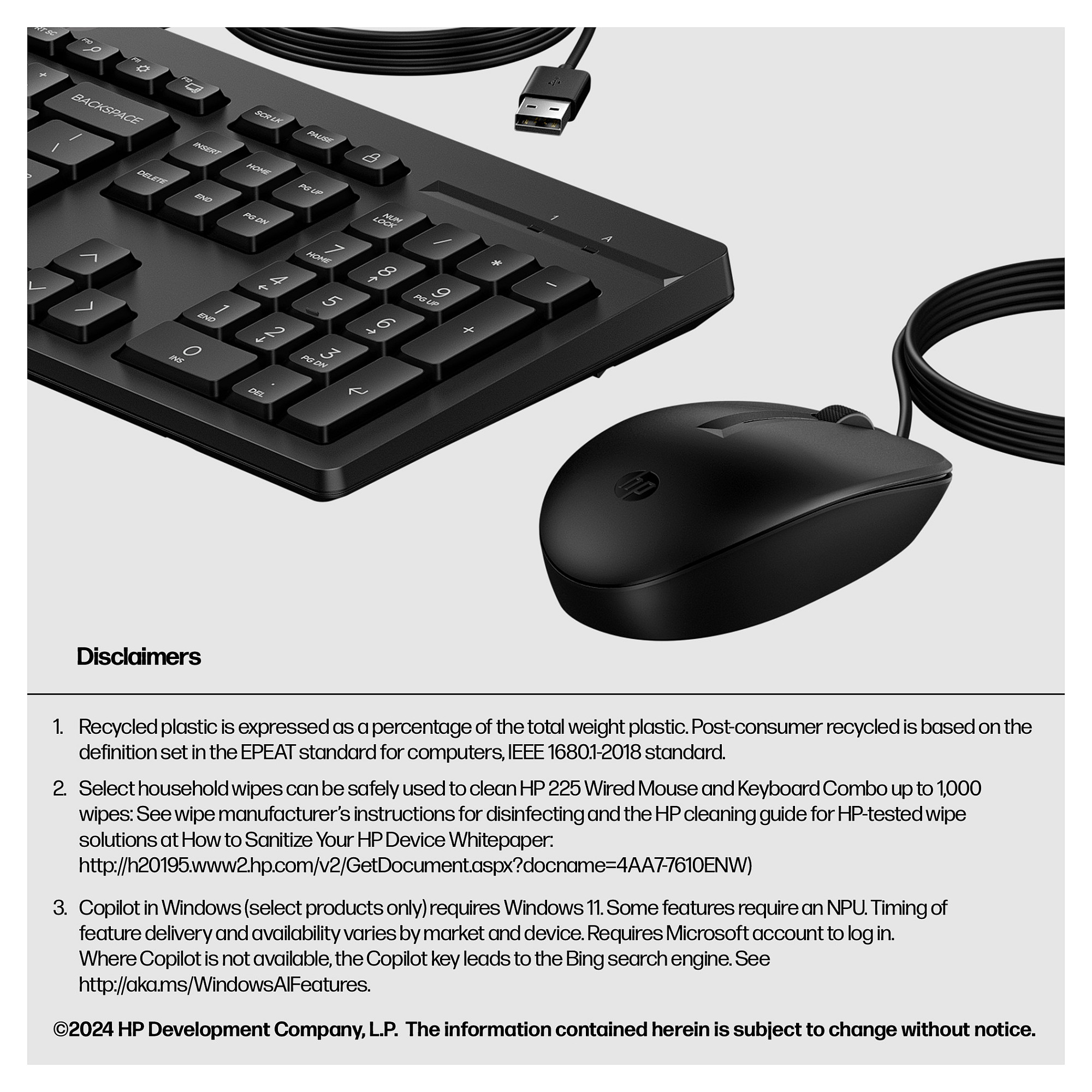 HP 225 Wired Mouse and Combo G2 keyboard - 4