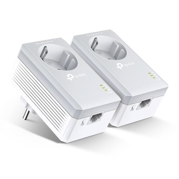 TP-Link Powerline Adapter TL-PA4010P KIT / AV600 / 600 Mbps / 2 copë / Prizë e integruar – Bardhë