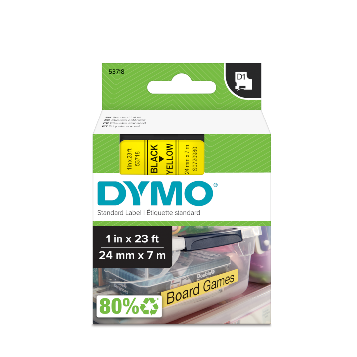 Shirit për Printer 3D Dymo Colour Ribbon 53718 / S0720980 - Zezë mbi Verdhë