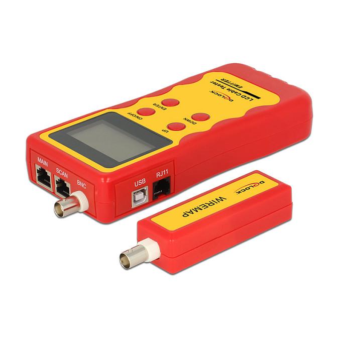 Tester Kabllosh DeLOCK 86108 / RJ45 / RJ12 / BNC / USB / LCD - Kuqe - 3