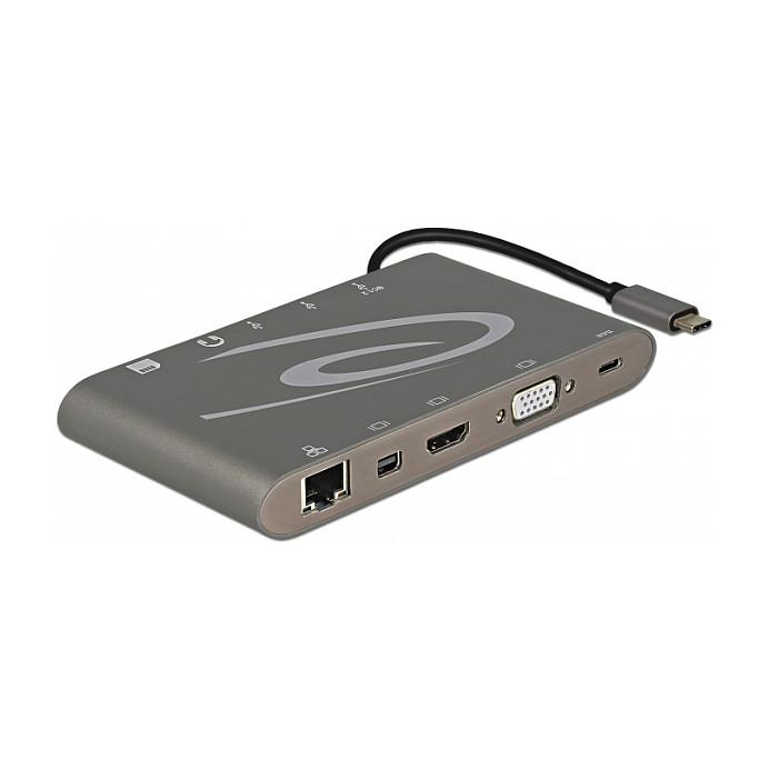 Docking Station DeLOCK 87297 / USB-C 3.1 / HDMI + mini DisplayPort + VGA / Gigabit LAN / 3 x USB-A / SD + microSD - Hiri