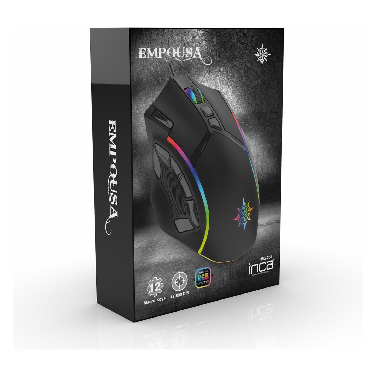 Maus Gaming me Kabllo INCA IMG-351 Empousa / 1200-12.800 DPI / 12 Butona / 1000 Hz / USB / RGB – Zezë - 7