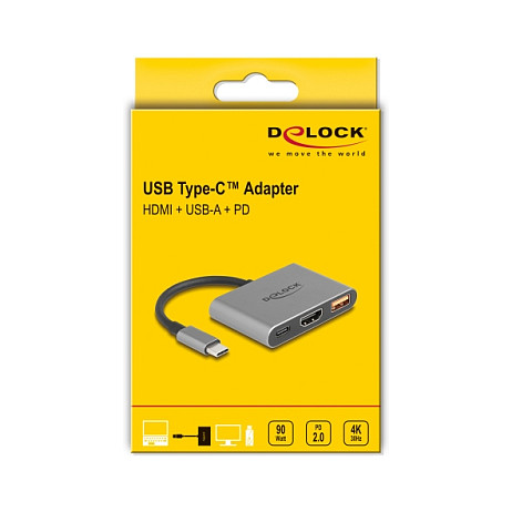 Adapter  DELOCK USB-C with HDMI 4K + USB-A + USB-C PD / 90 W - Gri - 4