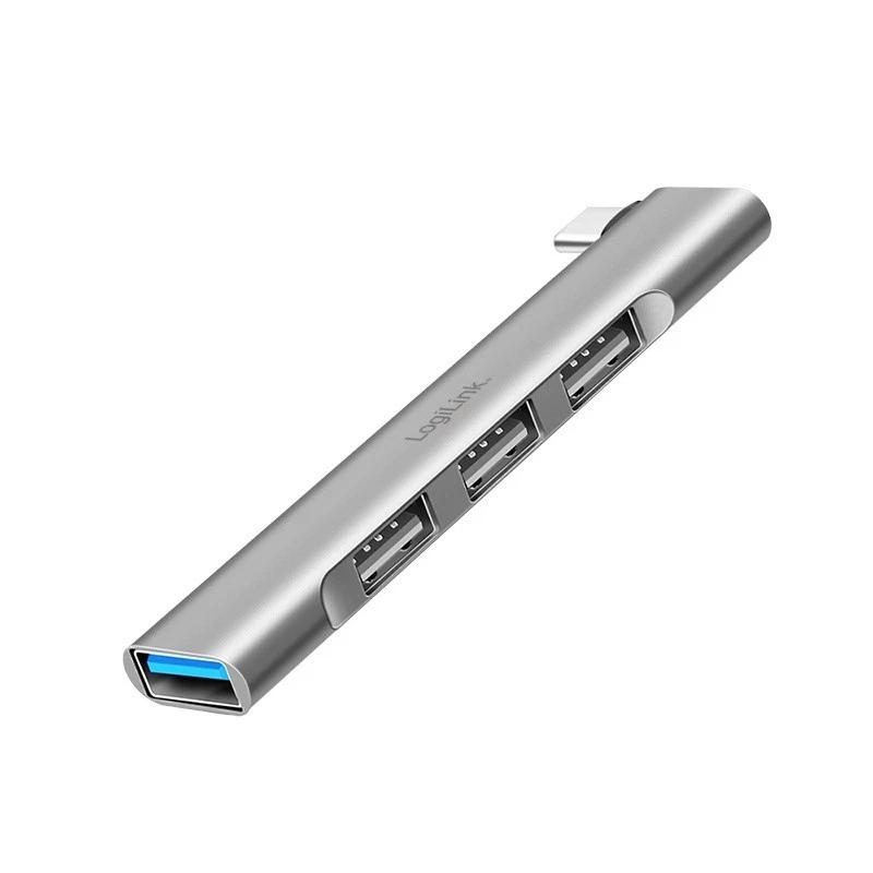 Hub USB-C LogiLink UA0437, 1x USB-A 3.0, 3x USB-A 2.0, 5Gbps, alumin - Argjend