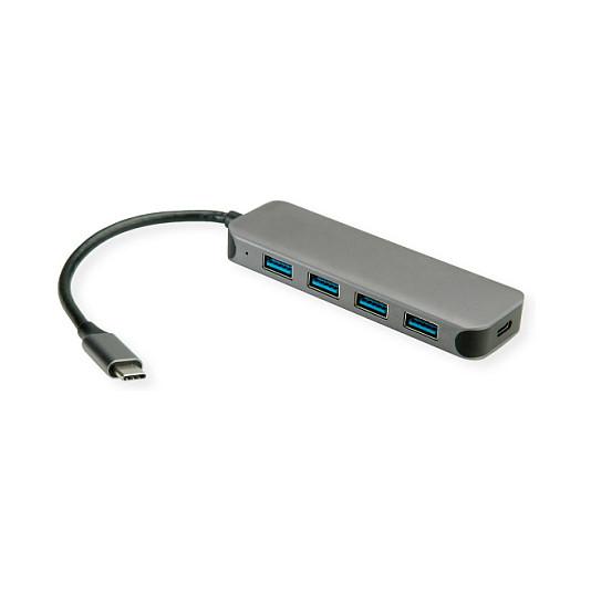 USB Hub VALUE 14.99.5038 / USB-C në 4x USB-A + USB-C / USB 3.2 Gen 1 / 5Gbps / PD – Gri