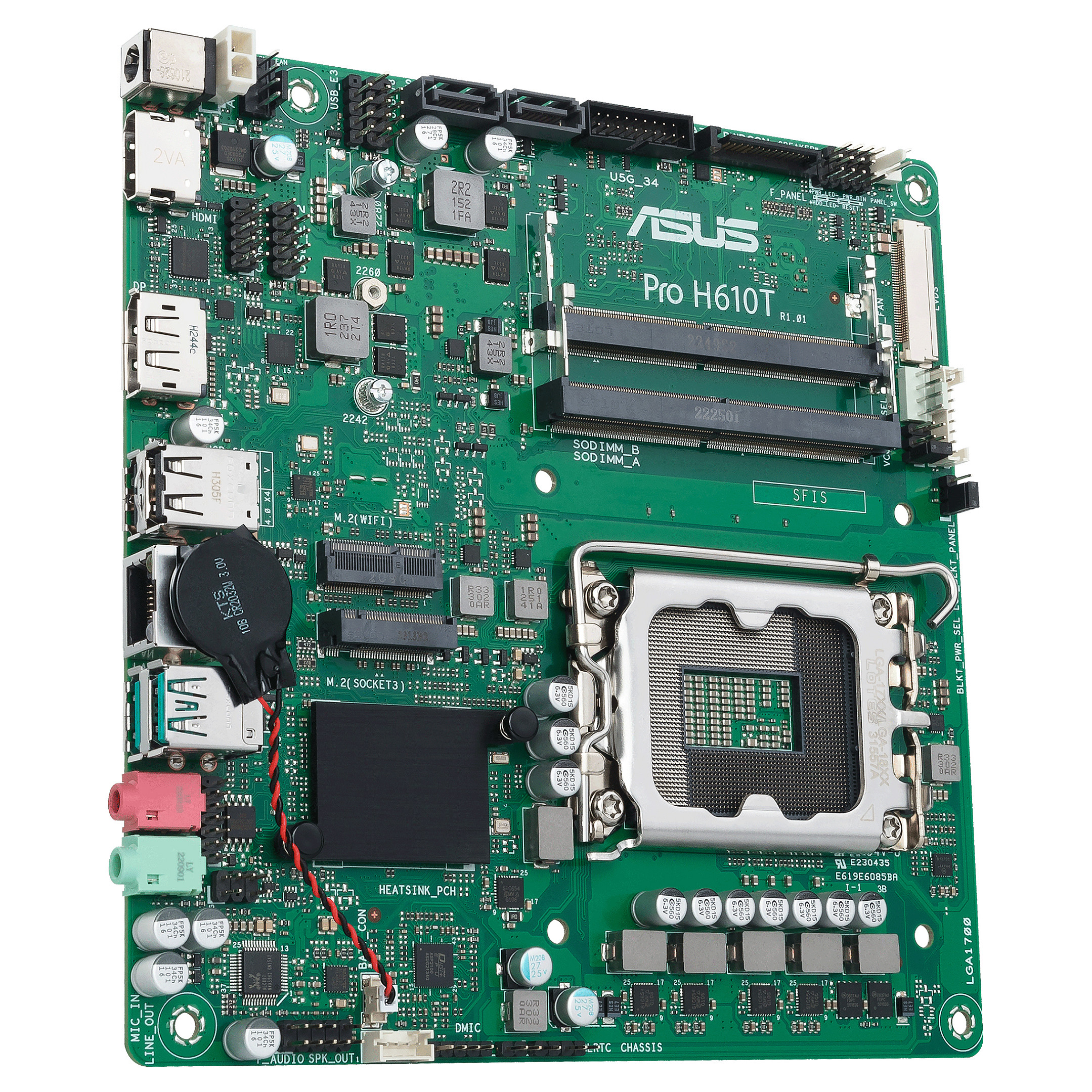 Pllakë Amë ASUS PRO H610T-CSM / Intel LGA1700 / H610 / DDR5 SO-DIMM / Thin Mini ITX / Gigabit LAN - 4