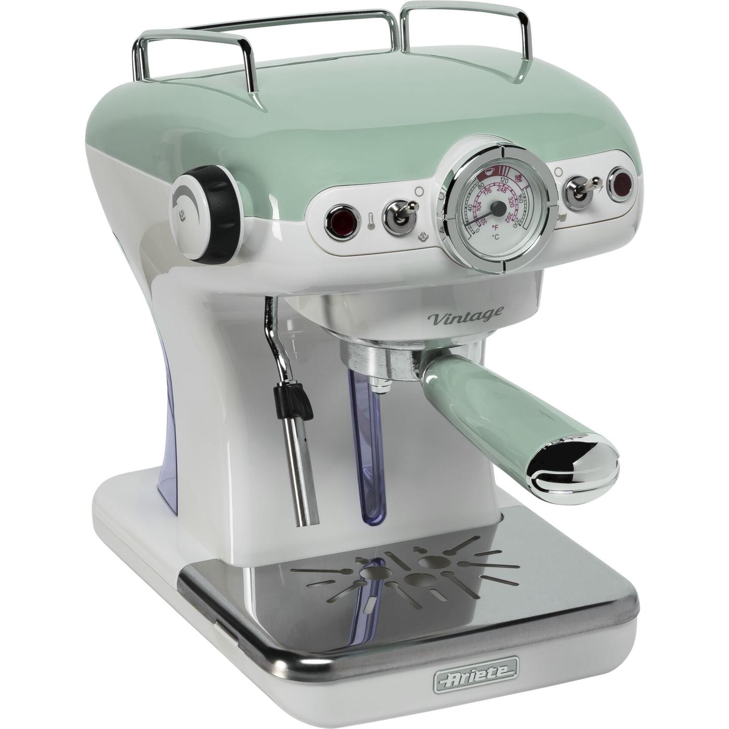 Aparat për Kafe Ariete Vintage 1389/14, Espresso, 15 bar, 850 W, Rezervuar 0.9 L, Shkumëzues Qumështi – Gjelbër/Bardhë