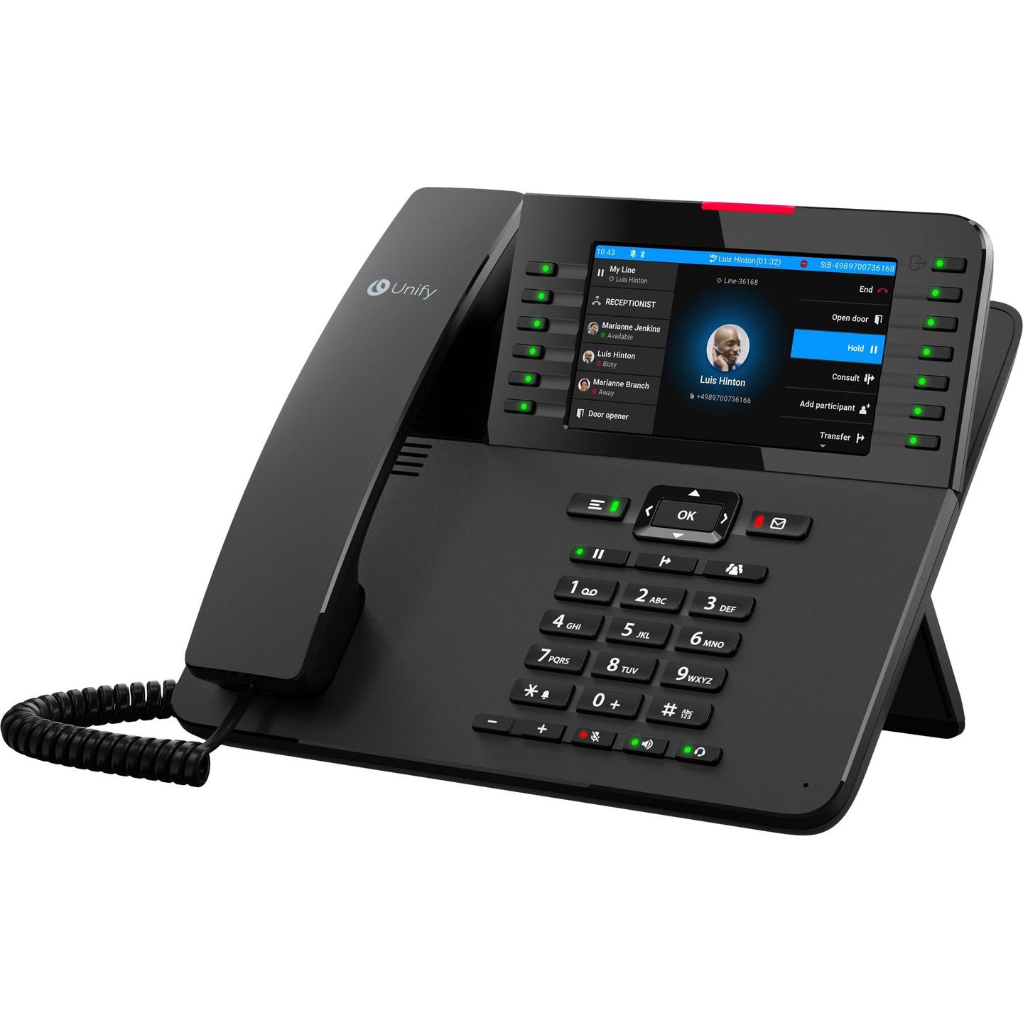 Telefon VoIP Unify OpenScape CP710 / L30250-F600-C583 / SIP / HFA / Ekran me ngjyra 5" / Bluetooth 5.0 / USB / 2x Gigabit Ethernet / PoE / 6 Taste të Programueshme – Zezë