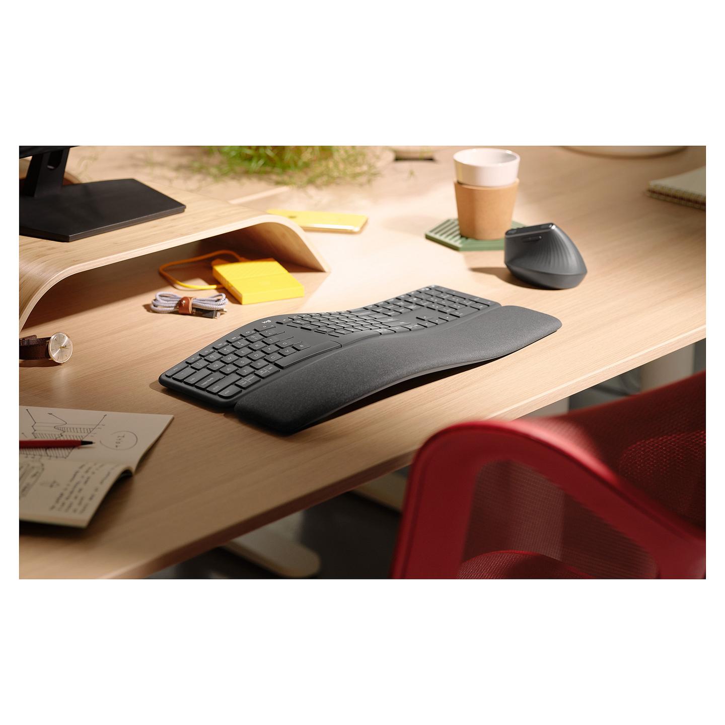 Tastierë Pa kabllo Logitech ERGO K860 / 2.4 GHz + Bluetooth 5.0 / Full-Size / QWERTY / Pan Nordic - Grafit - 9