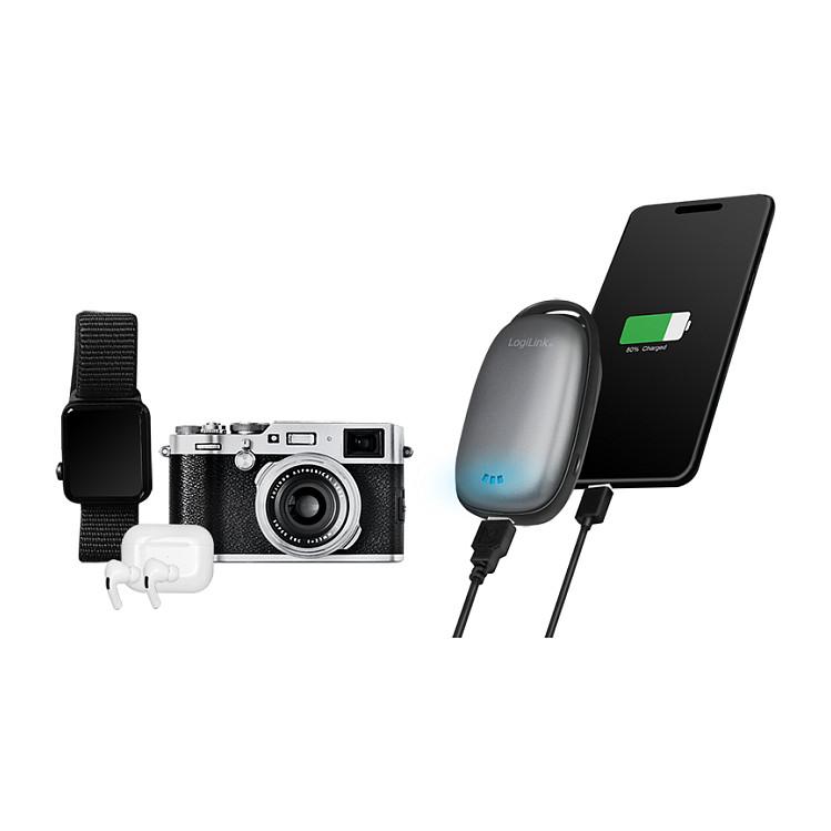 Powerbank LogiLink PA0264 / 4.000mAh / 1x USB-A / 10W / Hand Warmer / 3 Temperature Levels - Gri - 6