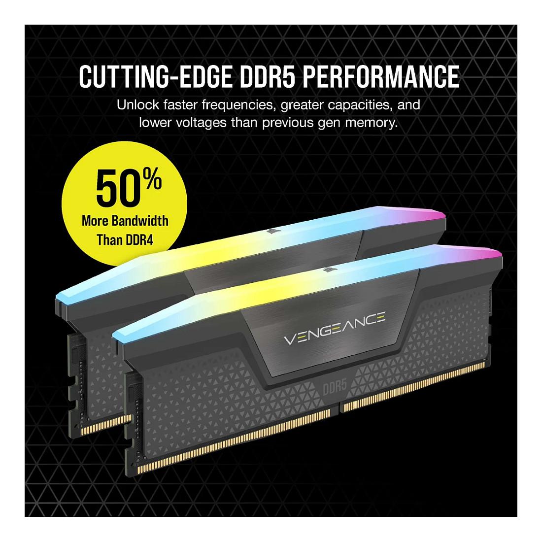 Ram Memorie DDR5 Corsair Vengeance RGB KIT 64GB(2x32GB) 5600MHz CL40 - 3