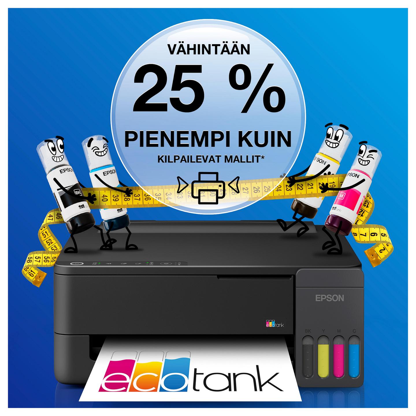 Printer Inkjet Epson EcoTank ET-1910 / A4 / 4 Ngjyra / 5760 × 1440 DPI / 11 ppm / Wi-Fi / USB - Zezë - 2