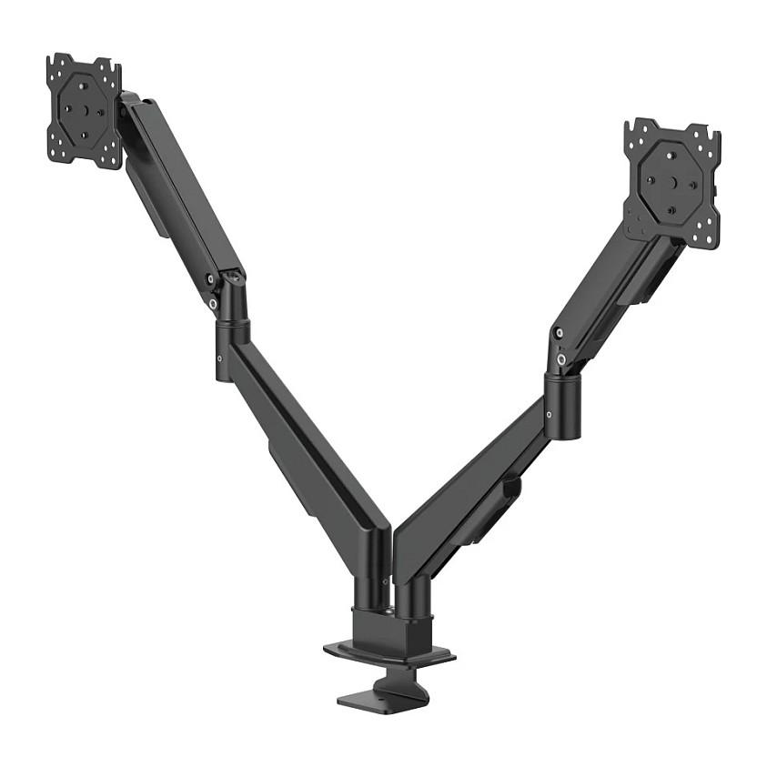 Mbajtëse për Monitor Hama 00220907 / 2 Monitorë / 17–35" / deri 15kg për Monitor / Gas Spring / VESA 75x75 & 100x100 / Rotacion 360° - Zezë
