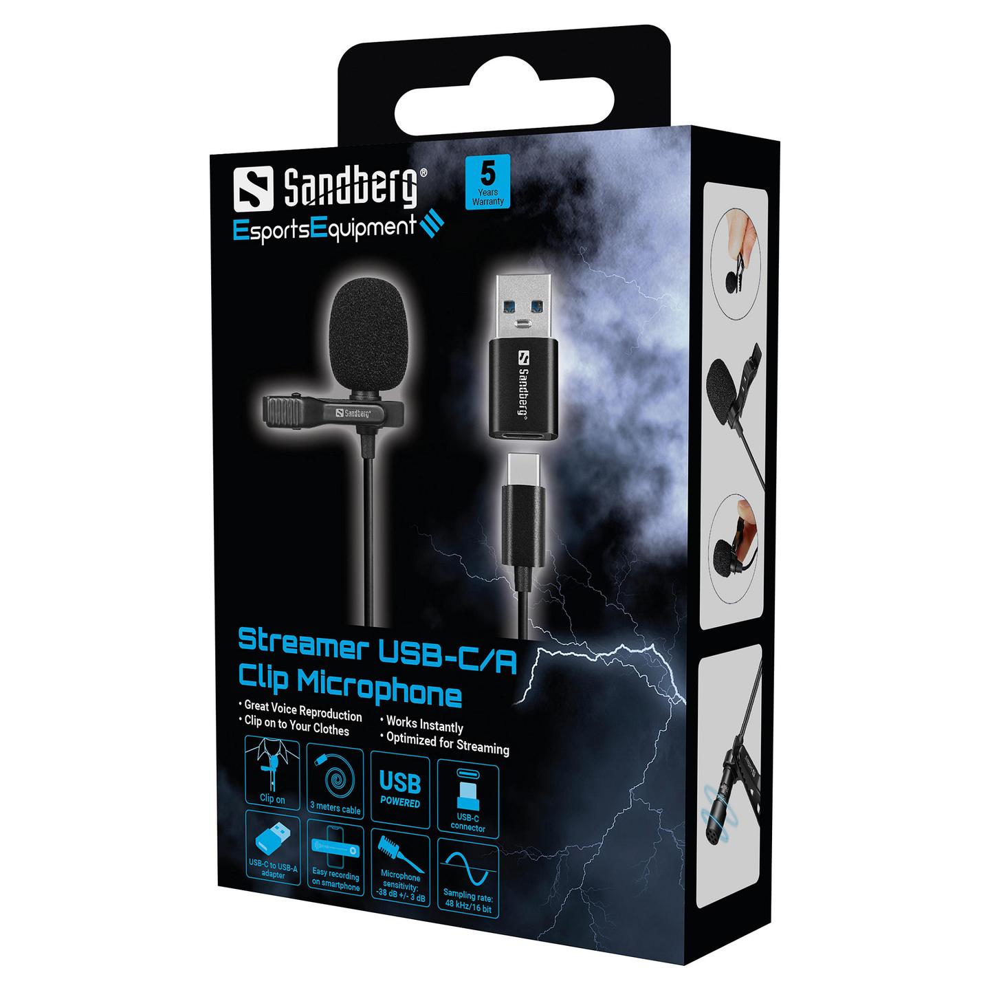 Mikrofon USB Sandberg Streamer Clip / USB / Omnidirectional / 50–18.000 Hz / 3m - Zezë - 6