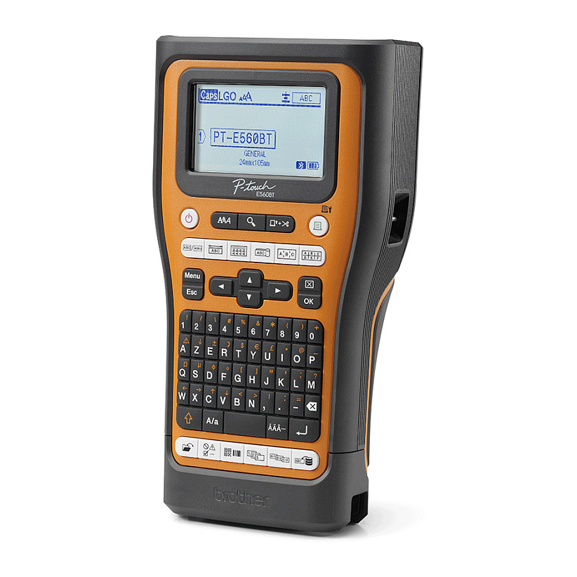 Printer Label Mobile Brother PT-E560BTVP / Për Etiketa / Termal / 180 DPI / 24mm / 30 mm/sec / USB + Bluetooth - Portokalli - 9