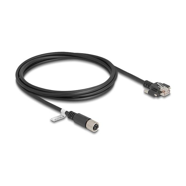 Kabllo për Rrjet DeLOCK 80457 / Cat 6A / S/FTP / M12 X-coded 8-pin Femër → RJ-45 Mashkull me vida / 2m - Zezë - 1