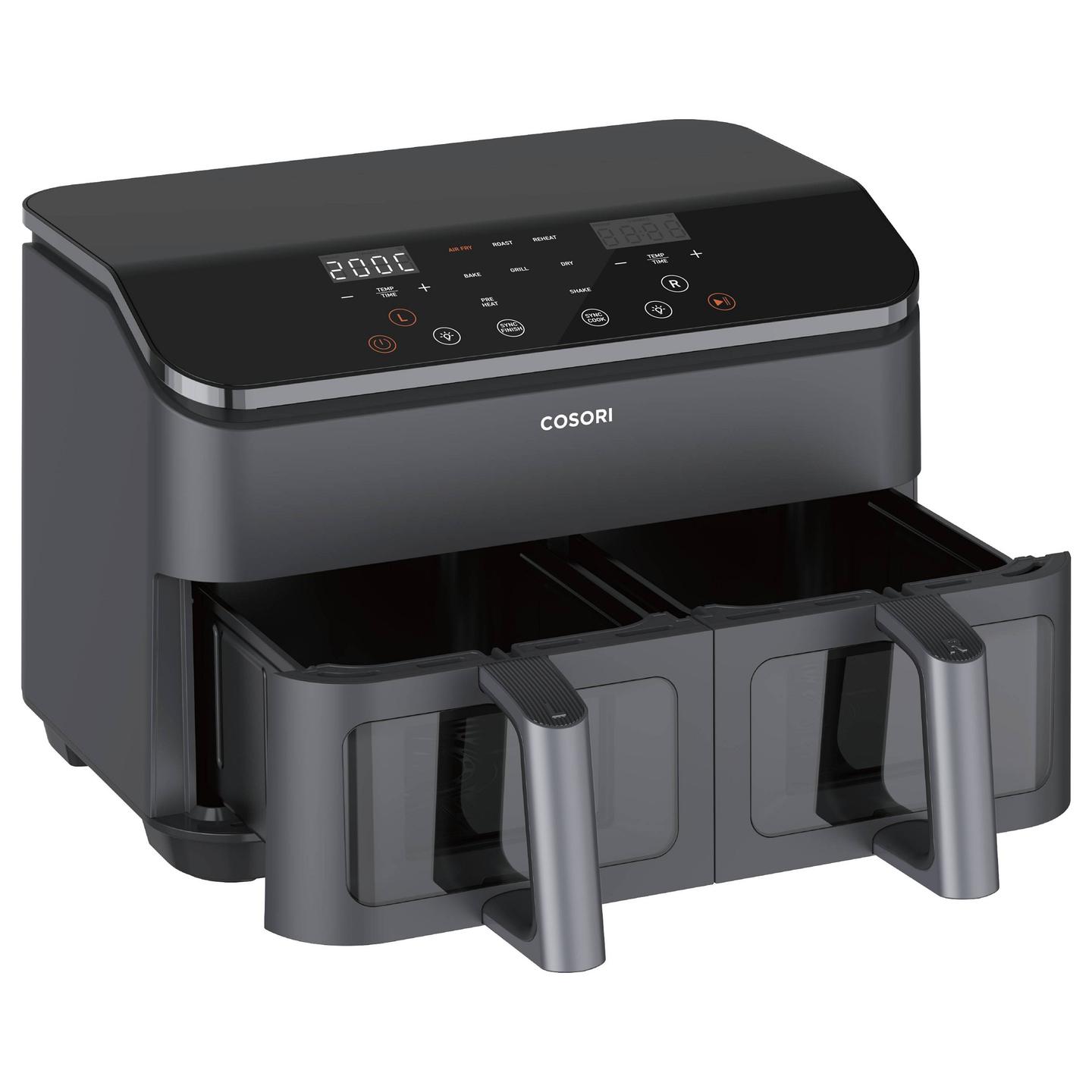 Fryer Cosori Dual Basket Chef Edition / CAF-R901-AEU / 8.5L / 1750W / 2 Koshë / 8 Programe / 35–230°C / LCD Touch / Sync Cook / Sync Finish – Zezë - 2