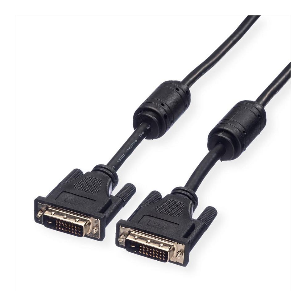Kabllo DVI ROLINE 11.04.5556 / DVI-D (24+1) Dual Link / 7.5m / WQXGA - Zezë