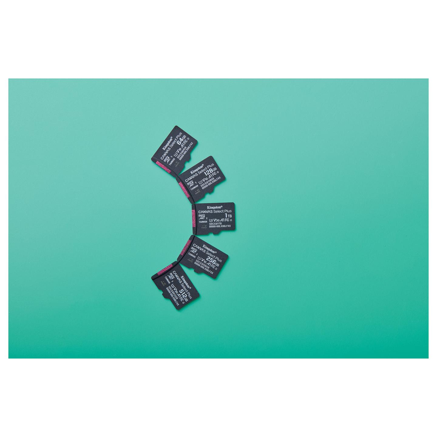 Kartë Memorie SD Kingston Canvas Select Plus Gen3, 512GB, microSDXC, UHS-I, Class 10, U3, V30, A1, 150MB/s Read - Zezë - 5