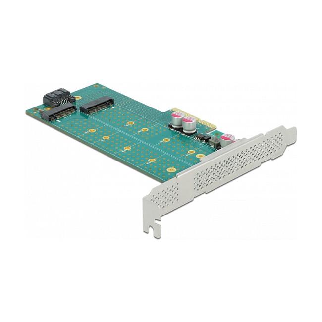 Kartë Zgjerimi Delock 89047, PCI Express 4.0 x4, 1x M.2 SATA Key B + 1x M.2 NVMe Key M, Low Profile