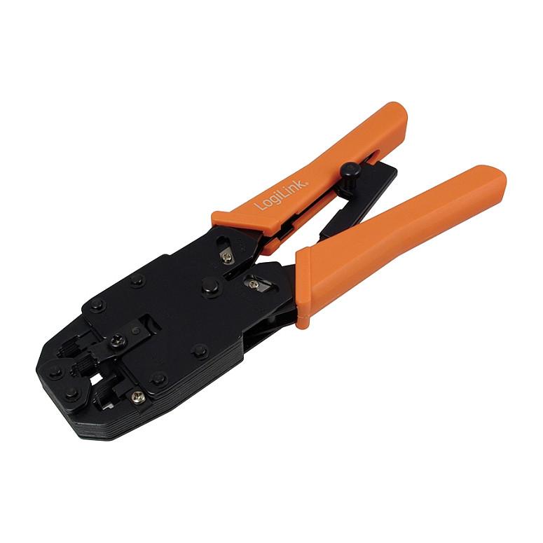 Pincë Krimpuese Profesionale LogiLink WZ0003, RJ45 8P8C, RJ12 6P6C, RJ11 6P4C - Zezë/Portokalli