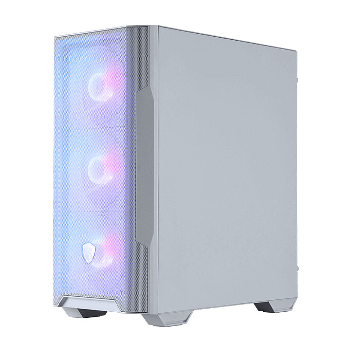 Kasë MSI MAG FORGE M100R / Micro-Tower / Micro-ATX / 4x 120mm ARGB Fan / Tempered Glass - Bardhë