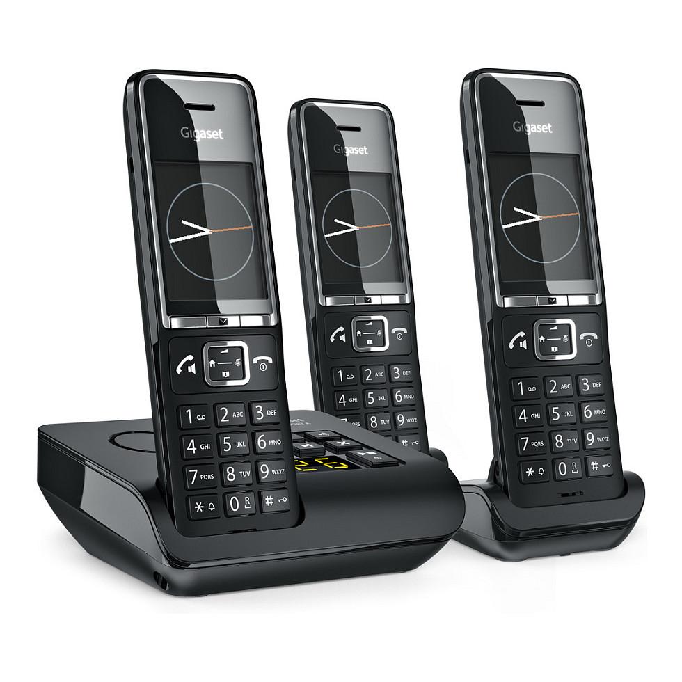 Telefona të Thjeshtë Gigaset COMFORT 550A Trio, 3 Handset, DECT/GAP, 2.2" TFT, deri në 200 Kontakte - Zezë