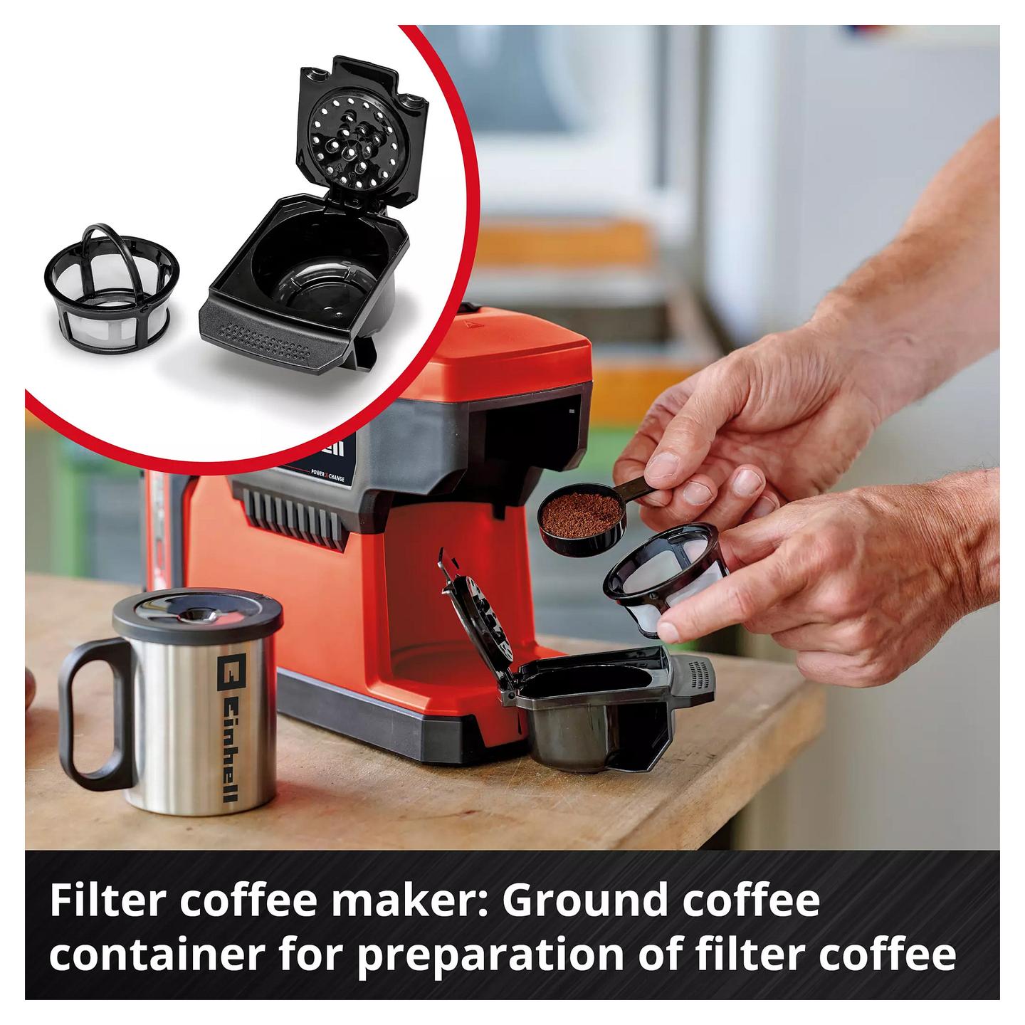 Aparat për kafe me Bateri Einhell TE-CF 18 Li-Solo, 18V, 240ml, 80°C - Zezë - 15