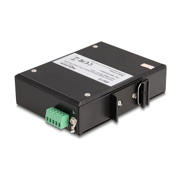 Switch Industrial DeLOCK 88015, 4x Gigabit Ethernet RJ45, 2x Gigabit SFP, VLAN Port Isolation, IP40, DIN-Rail - Zezë - 3