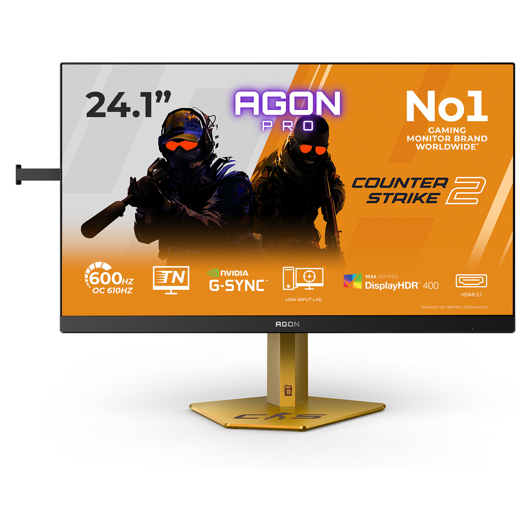 Monitor Gaming AOC Agon Pro CS24A / 24.1"/ Full HD Ultra-Fast TN / LED / 610 Hz / 0.5 ms / HDMI+USB+DP+HDCP - Zezë/Portokalli - 1