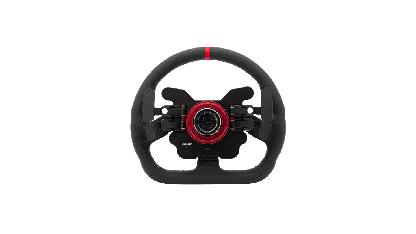 Timon Simagic GT1-SD / 325mm / D-Form / 8 Kontrolle / HALL Paddles / Lëkurë / QR70 / S211 – Zezë/Kuqe - 2