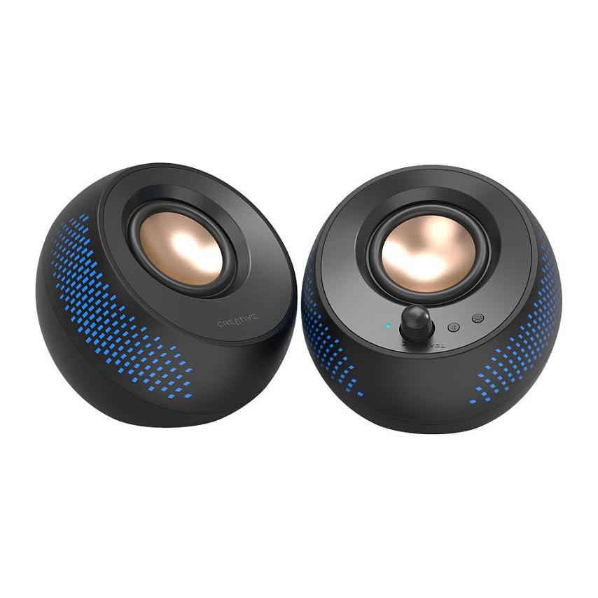 Altoparlantë Creative Labs Pebble X, 2.0, 15W RMS, 30W Peak, Bluetooth 5.3, USB-C, AUX, RGB - Zezë - 1